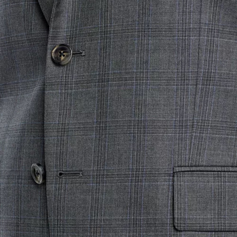 NWT Hart Schaffner Marx Gray Blue Plaid New York Fit 2pc Suit Jacket Pants - Picture 4 of 16